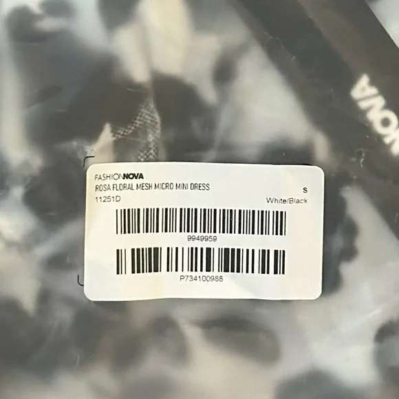 Micro mini dress mesh Black and White Floral Mini Dress - Picture 4 of 4
